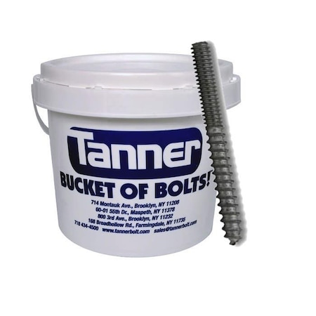 Tanner 3/8in x 10in Hanger Bolts Bucket of Bolts! Zinc Plated, Bucket-of-Bolts! 100 Pieces per Bucket TB-208